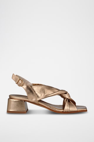 Leren Sandalen met Hak Karen - Goudkleurig