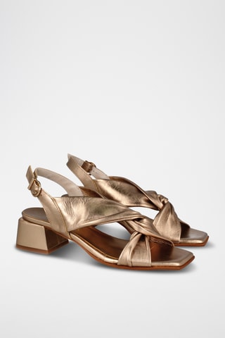Leren Sandalen met Hak Karen - Goudkleurig