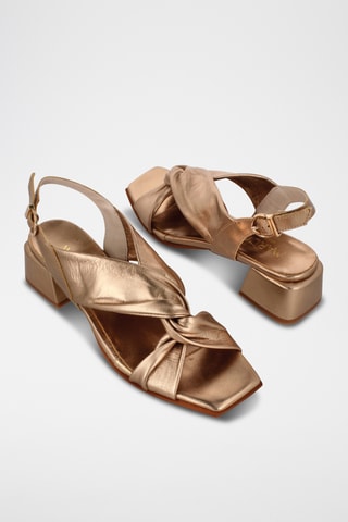 Leren Sandalen met Hak Karen - Goudkleurig
