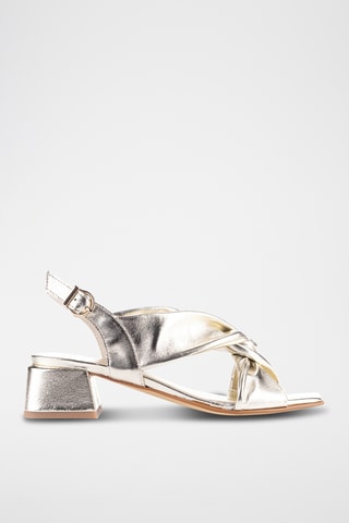 Leren Sandalen met Hak Karen - Zilverkleurig