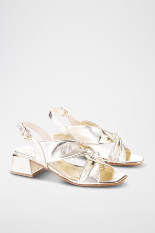 Leren Sandalen met Hak Karen - Zilverkleurig
