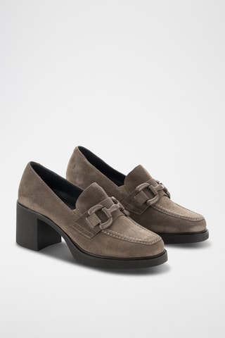 Nubuck Mocassins met Hak Alcora - Taupe