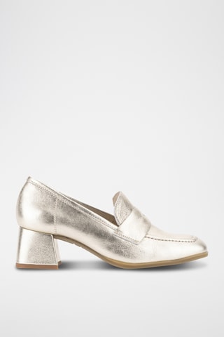 Leren Mocassins met Hak - Goudkleurig