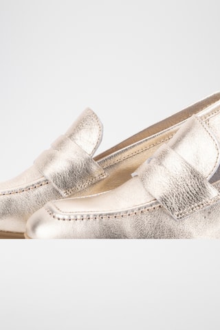 Leren Mocassins met Hak - Goudkleurig