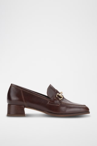 Leren Mocassins met Hak Moly - Bruin 