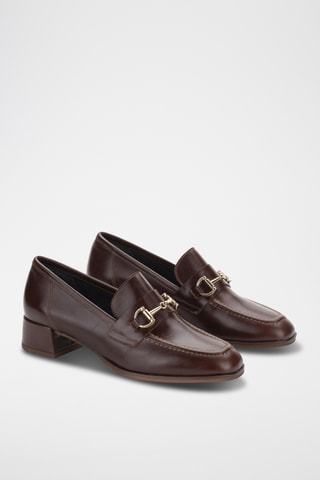 Leren Mocassins met Hak Moly - Bruin 