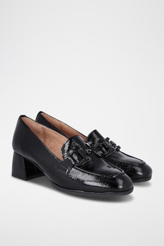 Lakleren Mocassins met Hak Piso Carel - Zwart