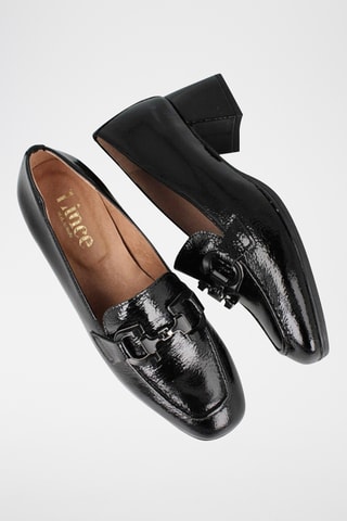 Lakleren Mocassins met Hak Piso Carel - Zwart