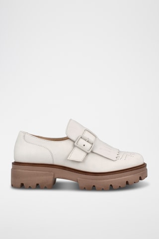 Nubuck Platform Derby’s met Gespen Michigan - Wit