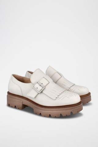 Nubuck Platform Derby’s met Gespen Michigan - Wit