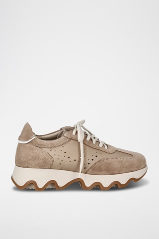 Leren Platform Sneakers Ola - Beige en Lichtbruin