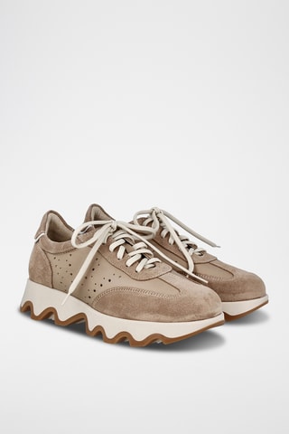 Leren Platform Sneakers Ola - Beige en Lichtbruin