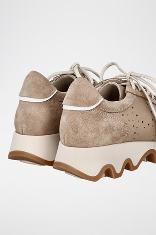 Leren Platform Sneakers Ola - Beige en Lichtbruin