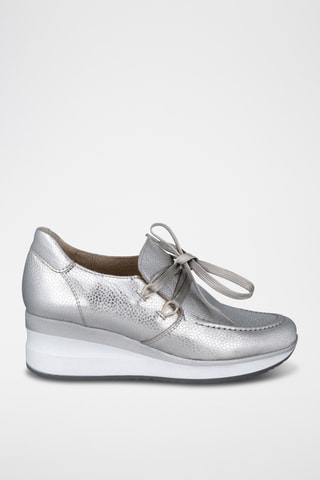Leren Wedge Sneakers Serena - Zilverkleurig 