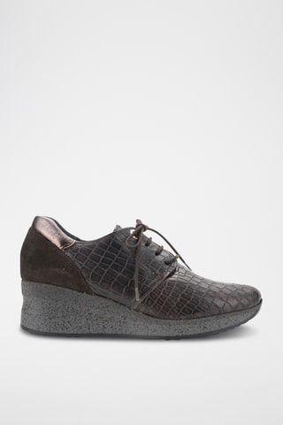 Leren Wedge Sneakers Serena - Bruin