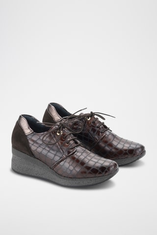 Leren Wedge Sneakers Serena - Bruin