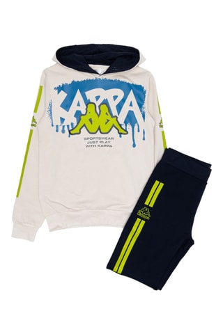 Set Sweater met Capuchon en Joggingbroek- Wit en Donkerblauw