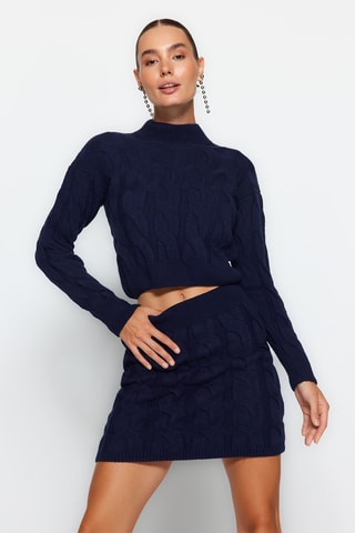 Camisola e saia direita Azul-marinho