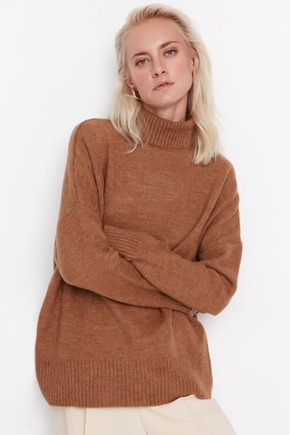 Camisola oversize Castanho-claro mesclado