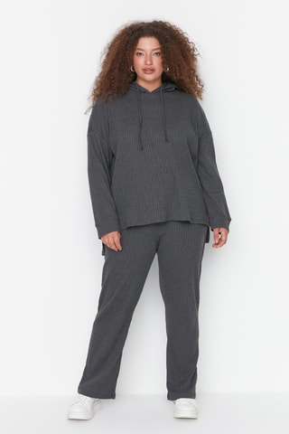Camisola com capuz e calças direitas Antracite mesclado