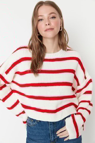 Camisola Cru e vermelho