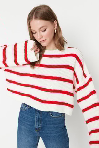 Camisola Cru e vermelho