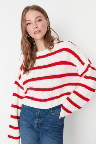 Camisola Cru e vermelho