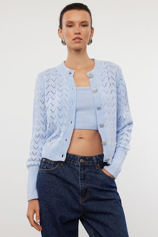Casaco de malha e crop top - Azul