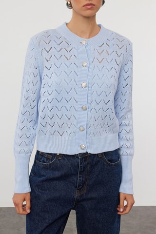 Casaco de malha e crop top - Azul
