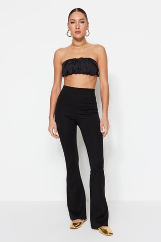 Calças bootcut cintura subida Preto