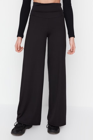 Calças wide legs cintura subida Preto