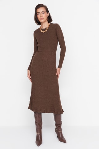 Vestido-camisola Castanho