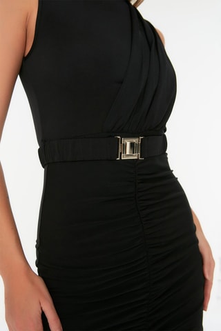 Vestido drapeado Preto