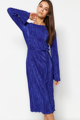 Vestido plissado Azul-marinho