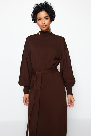 Vestido-camisola Castanho