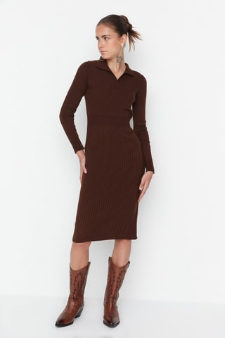 Vestido-camisola Castanho