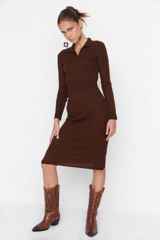 Vestido-camisola Castanho
