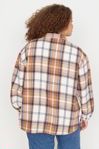 Sobrecamisa oversize - Bege e branco