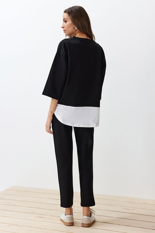 Blusa relaxed e calças relaxed - Preto