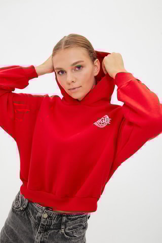 Sweat com capuz - Vermelho