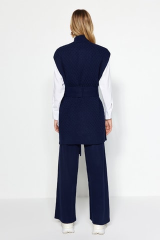 Túnica e calças wide legs com cintura subida Azul-marinho