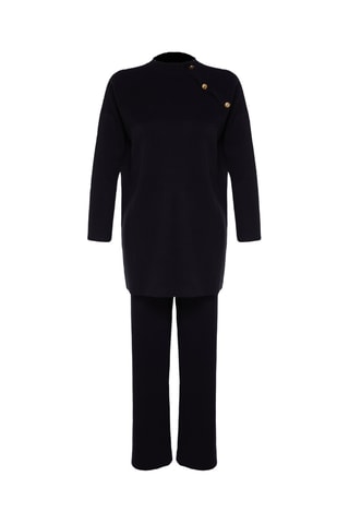 Camisola regular e calças wide legs - Azul-marinho