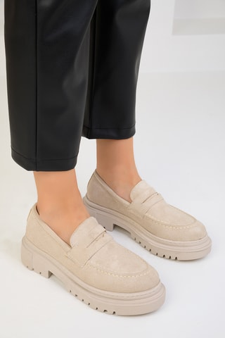 Mocassins com plataforma - Bege