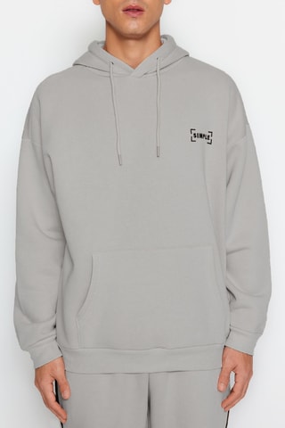 Sweat oversize com capuz e calças de treino - Cinzento