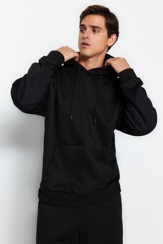 Sweat regular com capuz e calças de treino - Preto