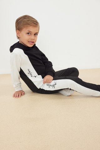 Sweat com capuz e calças de treino - Preto e branco