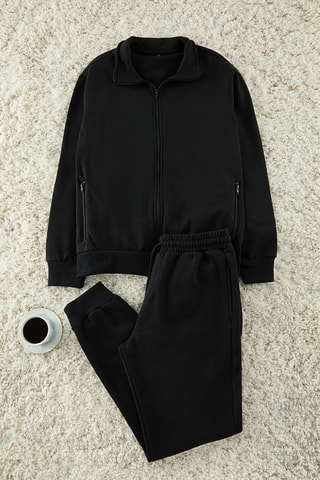 Sweat regular e calças de treino - Preto