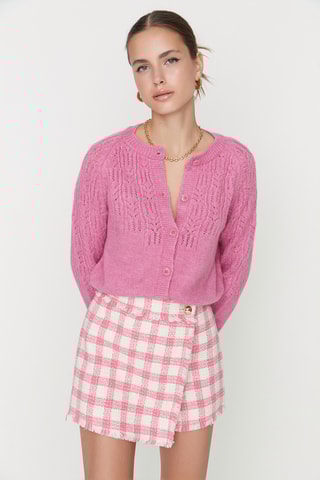 Casaco de malha regular - Rosa