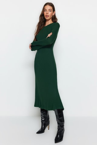 Vestido-camisola slim - Verde-esmeralda