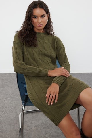 Vestido-camisola oversize - Caqui